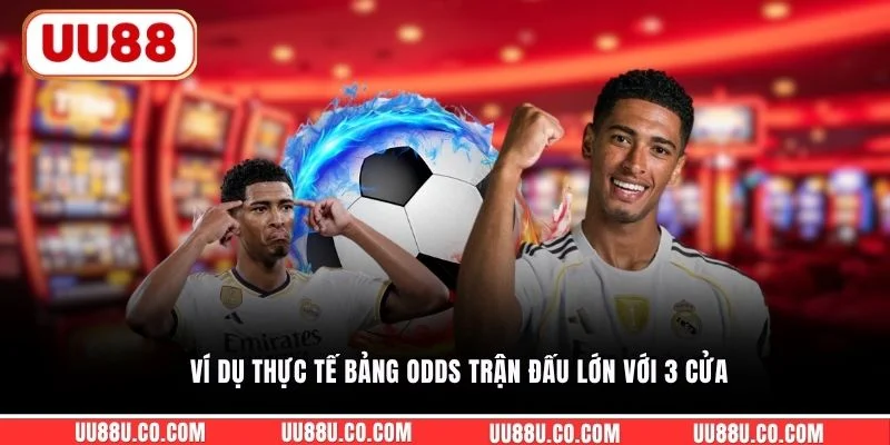 Ví dụ thực tế bảng odds trận đấu lớn với 3 cửa